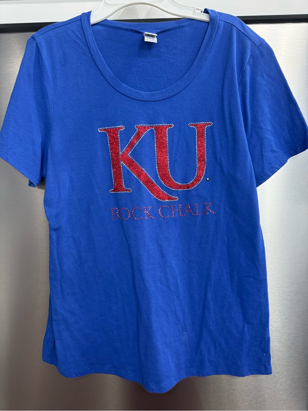 Kavio Royal Blue Short Sleeve KU Rock Chalk Tee with Red Logo